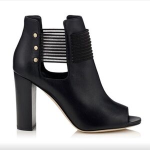 Jimmy Choo Mase 95 SPY 164 Black Soft Cutout Leather Heeled Booties 8.5